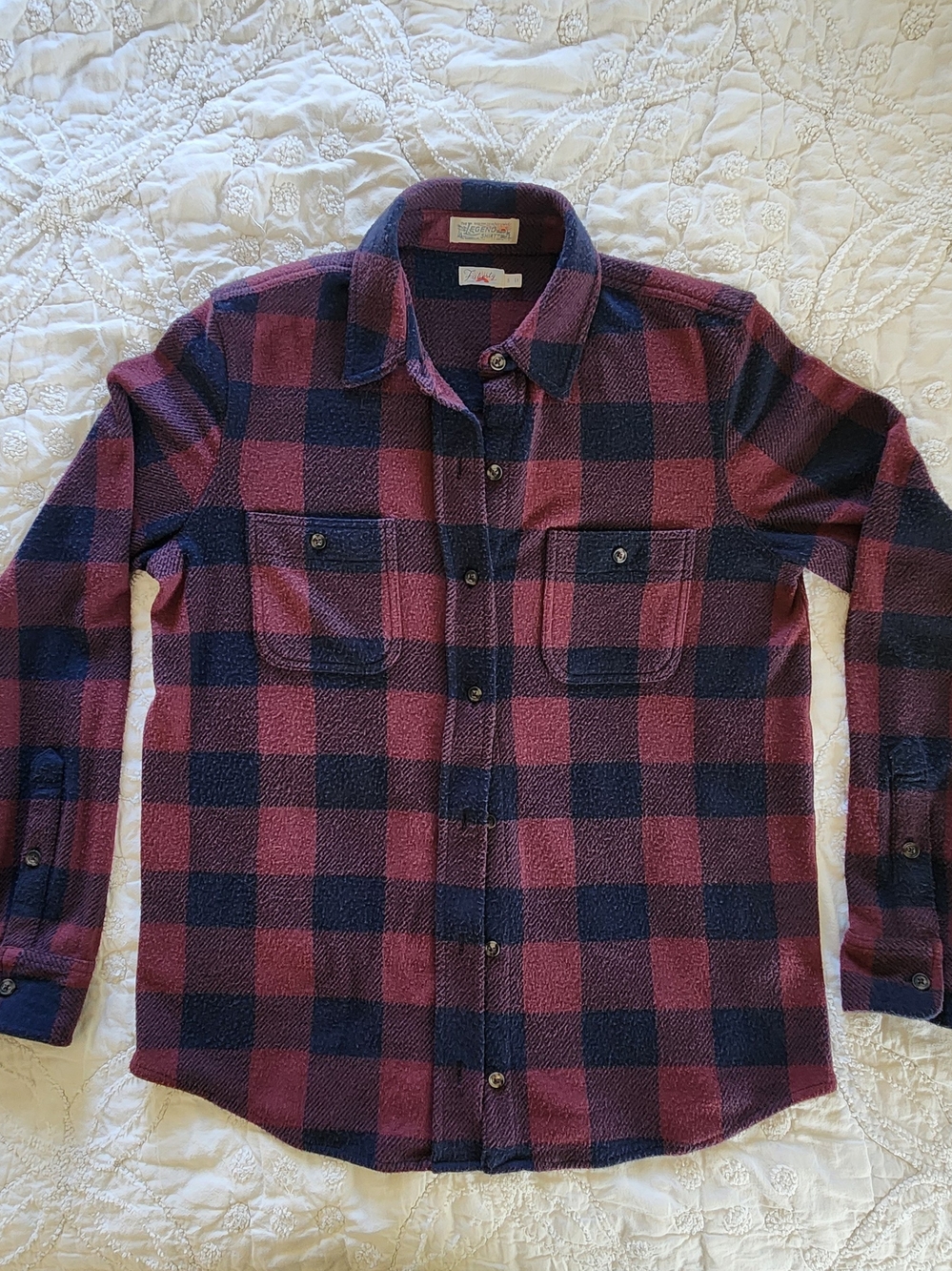 Faherty Burgundy & Navy Plaid Button-Down Shirt
